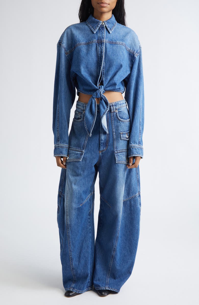 SPORTMAX Violino Utility Barrel Leg Jeans, Alternate, color, Midnight Blue