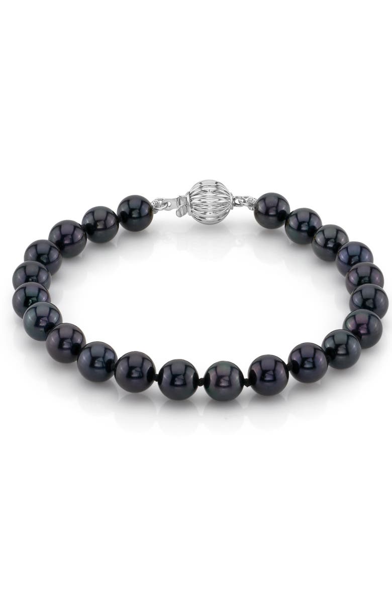 The Pearl Source Akoya Pearl Bracelet 6.5-7mm, Main, color, Black Pearl - Gabriella Clasp