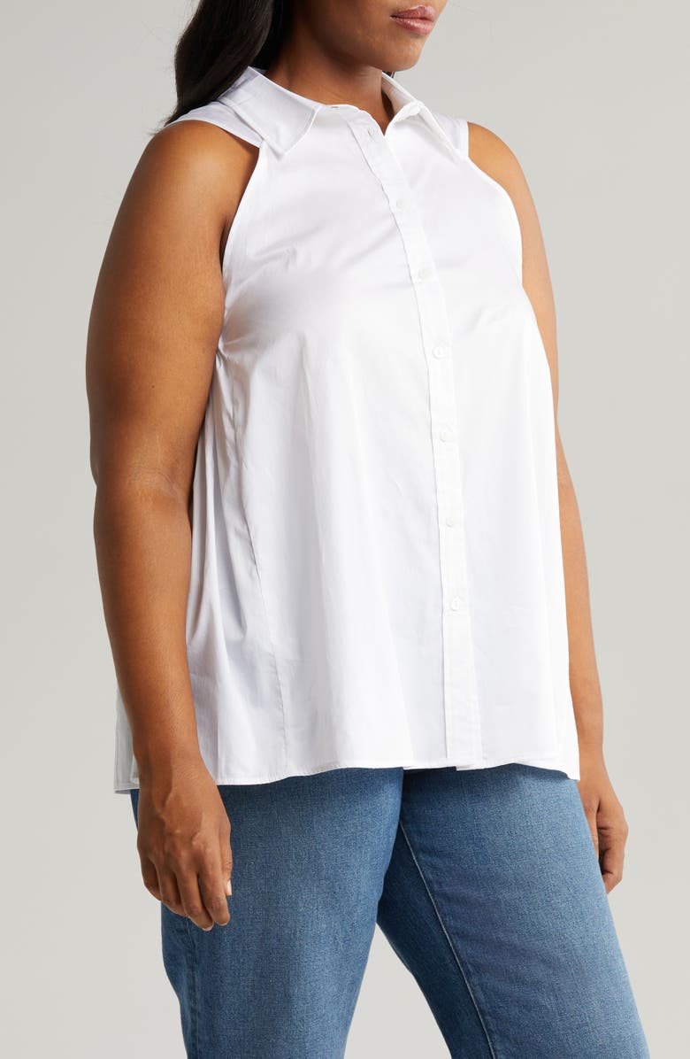 HARSHMAN Ziva Sleeveless Button-Up Shirt, Alternate, color, White