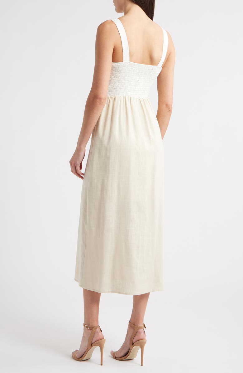 ZOE AND CLAIRE Colorblock Midi Sundress, Alternate, color, Light Khaki