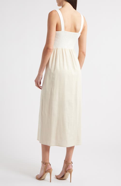 Zoe And Claire Colorblock Midi Sundress In Neutral