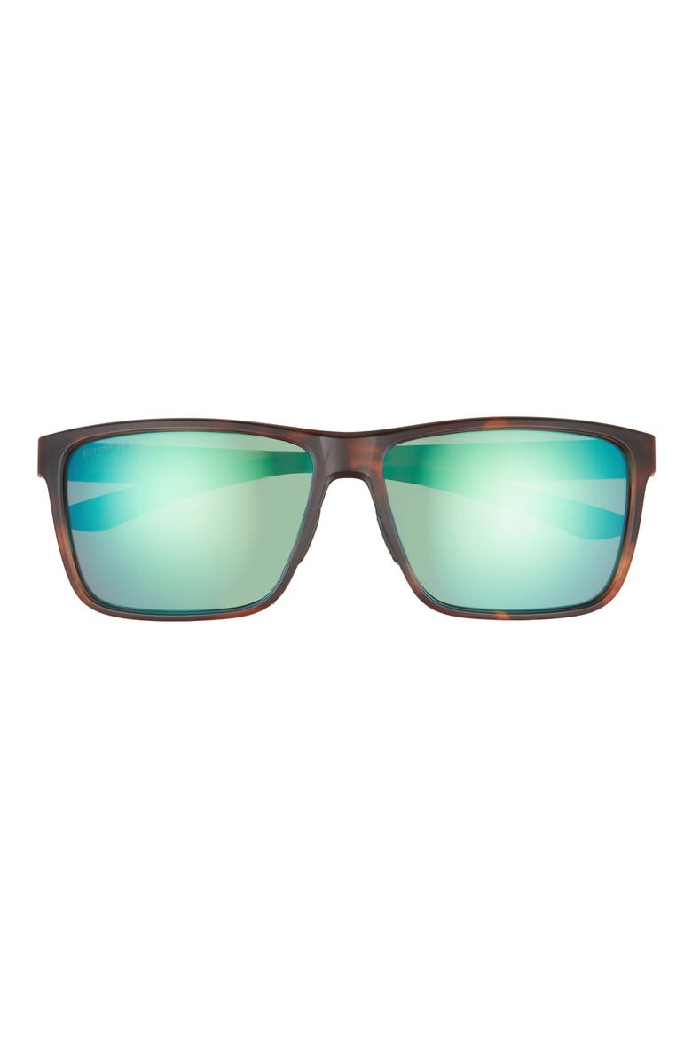 Riptide 61mm Polarized Sport Square Sunglasses, Main, color, MATTE TORTOISE / CHROMAPOP GLASS POLARIZED GREEN MIRROR