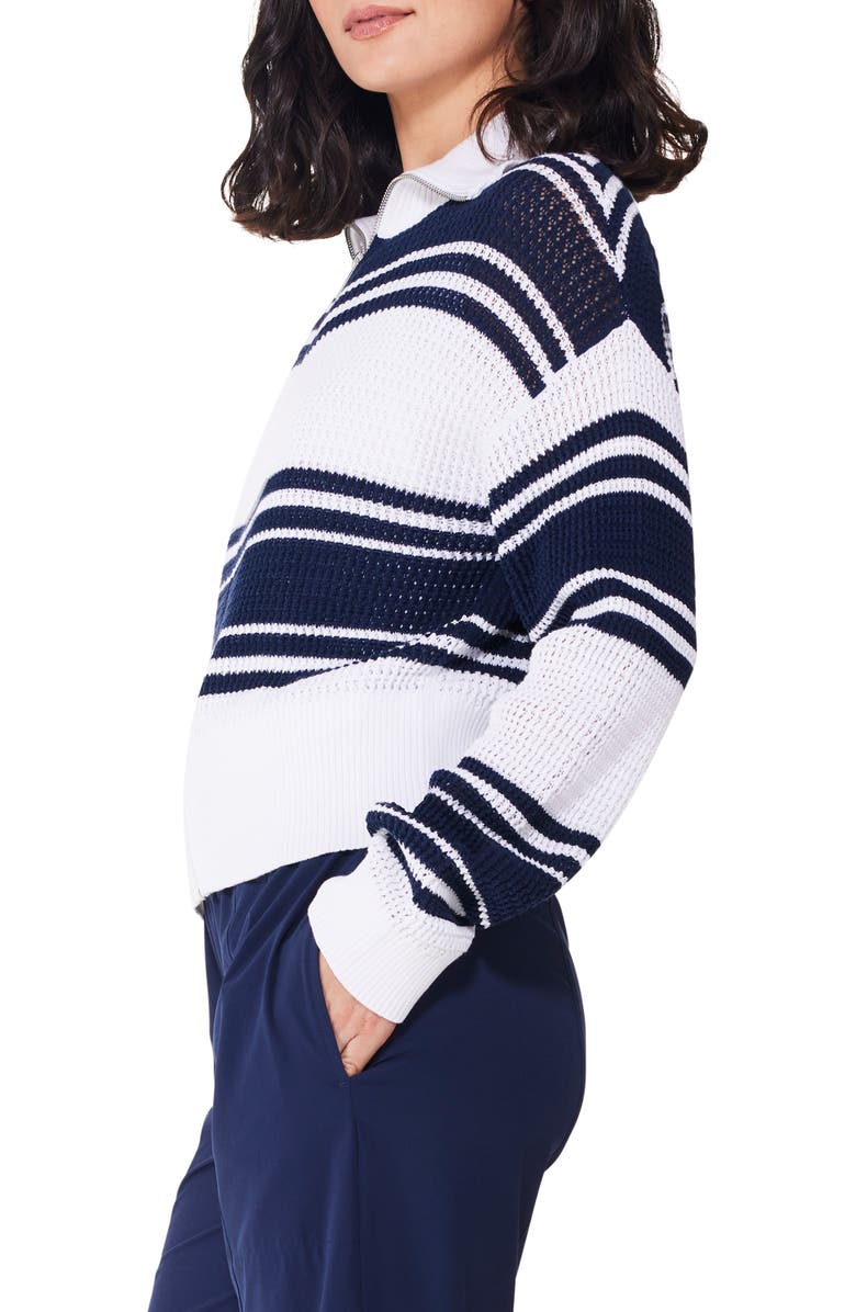 NZ ACTIVE by NIC+ZOE Cotton Mixed Stripe Zip Cardigan, Alternate, color,