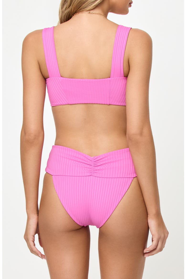 Bardot Ruched Rib Bikini Bottoms, Alternate, color, SWEETHEART