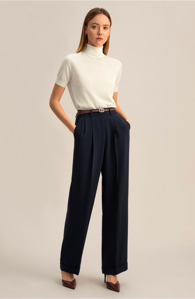 Lilysilk High Neck Short Sleeves Silk Knitted Sweater, Alternate, color, White