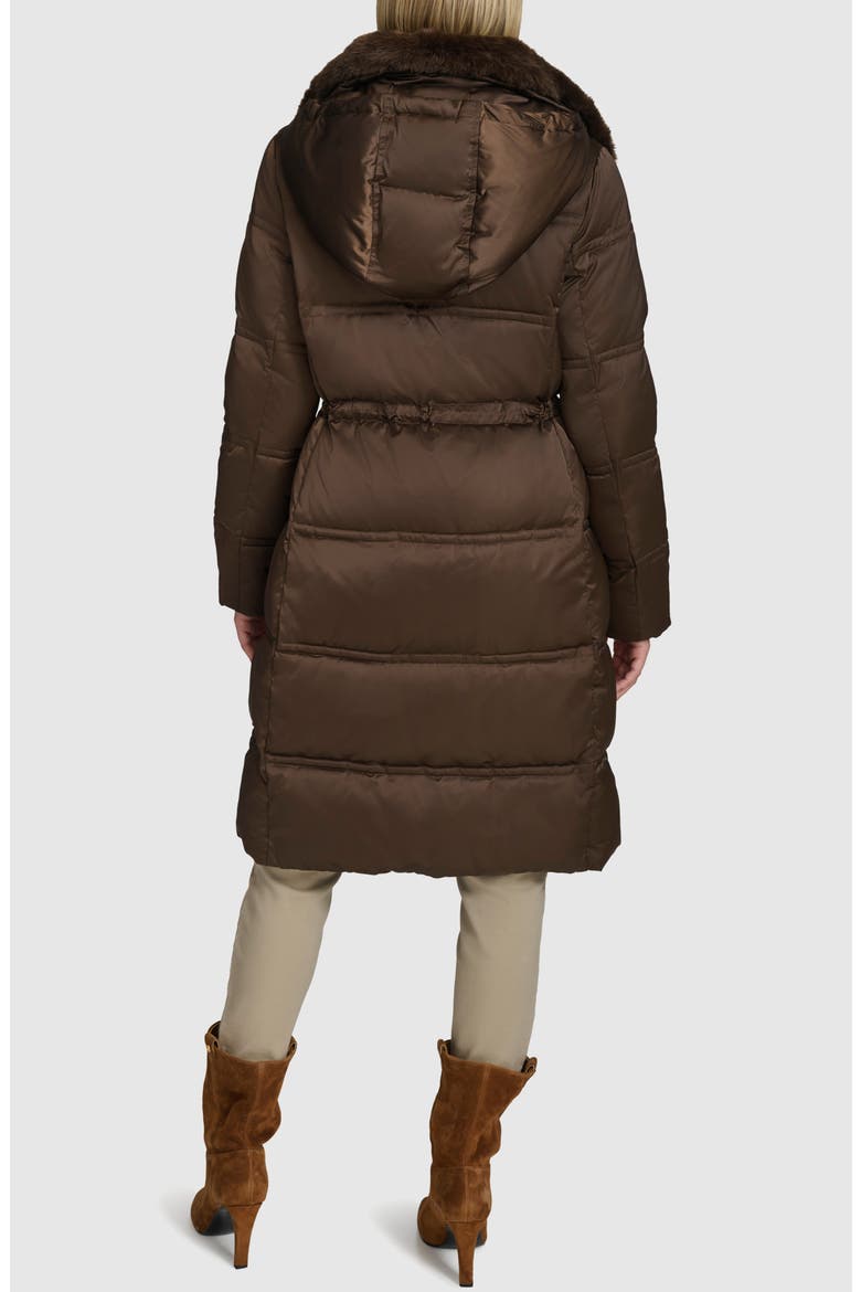 Emery Faux Fur Trim Down, Feather & Synthetic Fill Puffer Coat, Alternate, color, CHOCOLATE