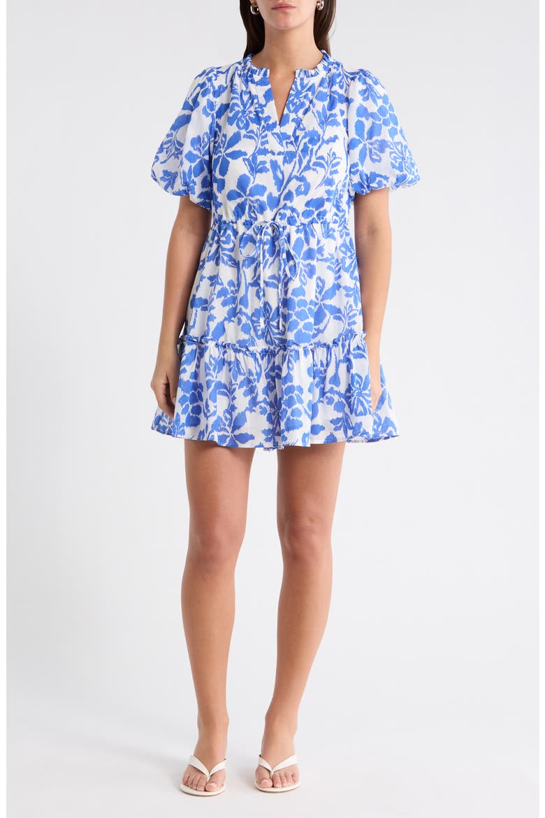 Elaris Floral Noella Shift Minidress, Main, color, WHITEBLUE