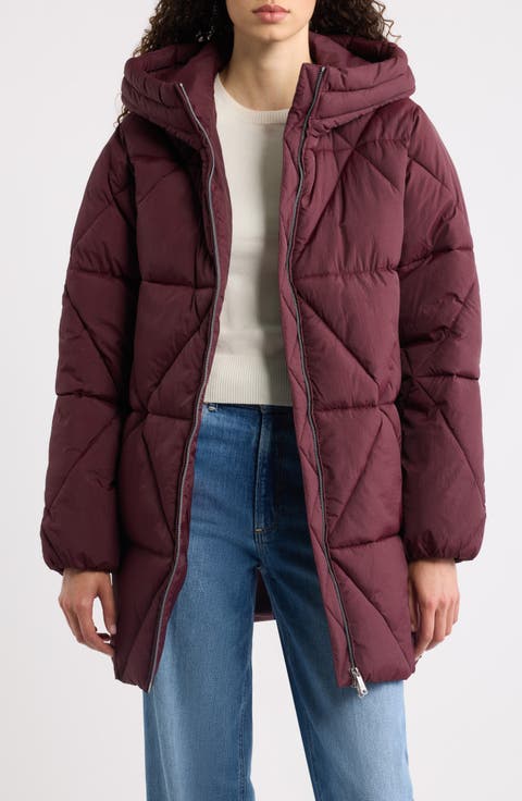 Diamond Quilted Hooded Puffer Coat