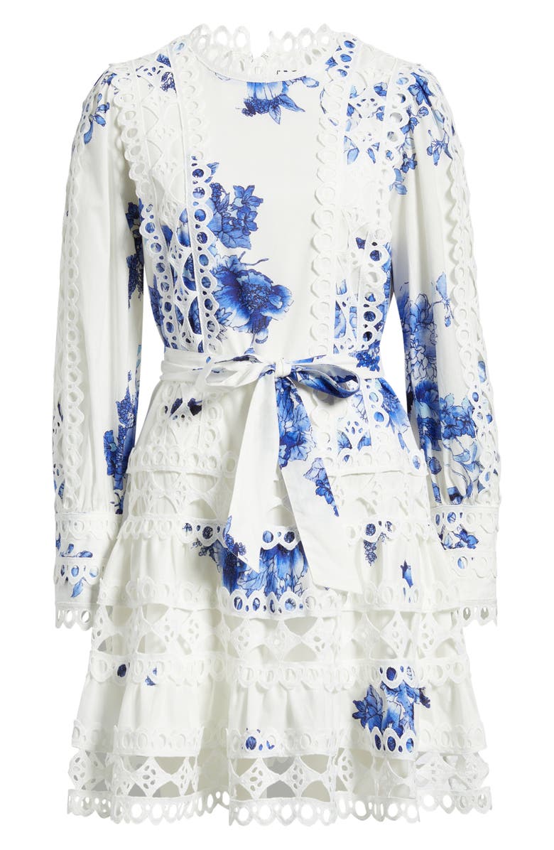 LAYERED WITH LOVE Linda Floral Eyelet Trim Long Sleeve Cotton Minidress, Alternate, color, 