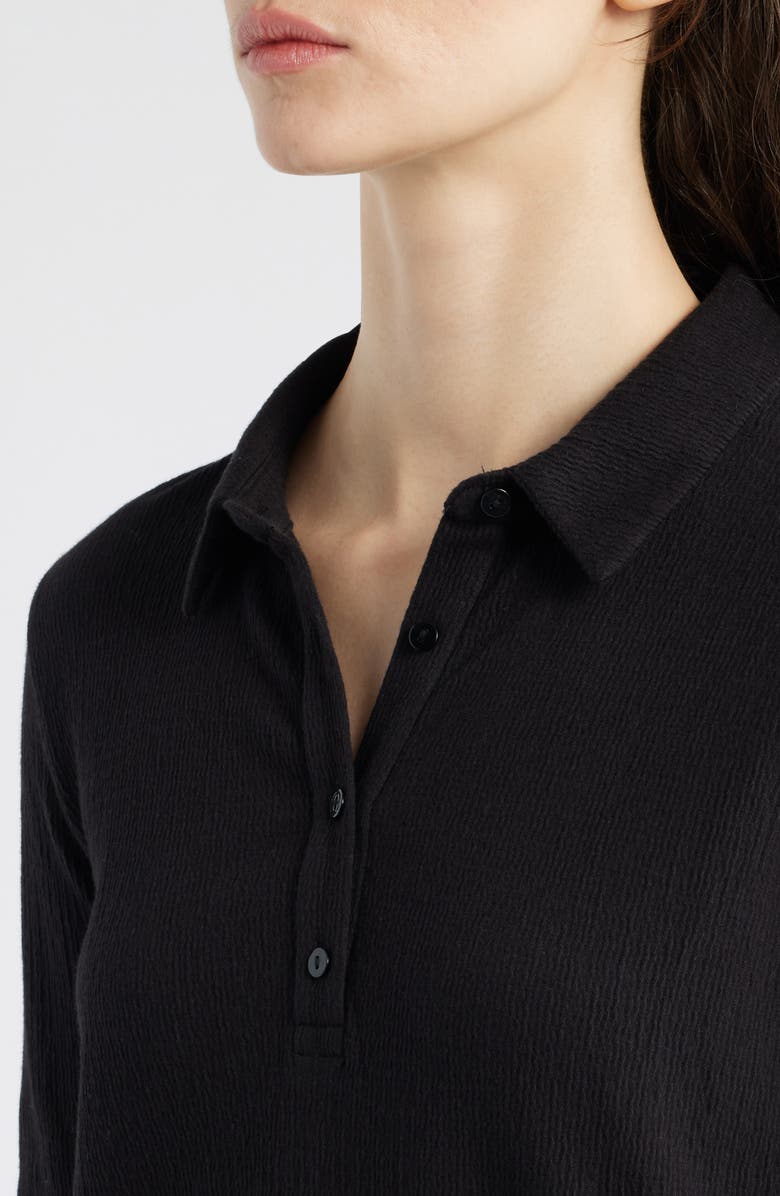 Eileen Fisher Slim Textured Henley, Alternate, color, Black