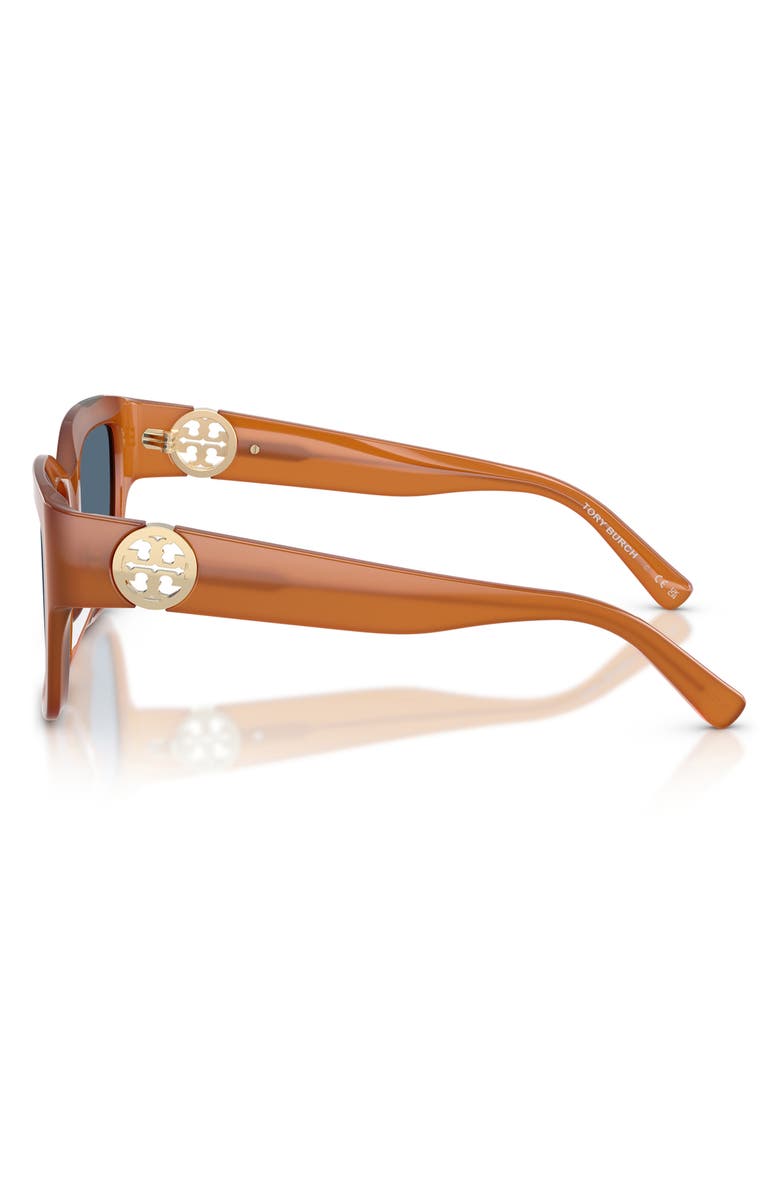 Tory Burch 52mm Square Sunglasses, Alternate, color, Amber Brown / Blue
