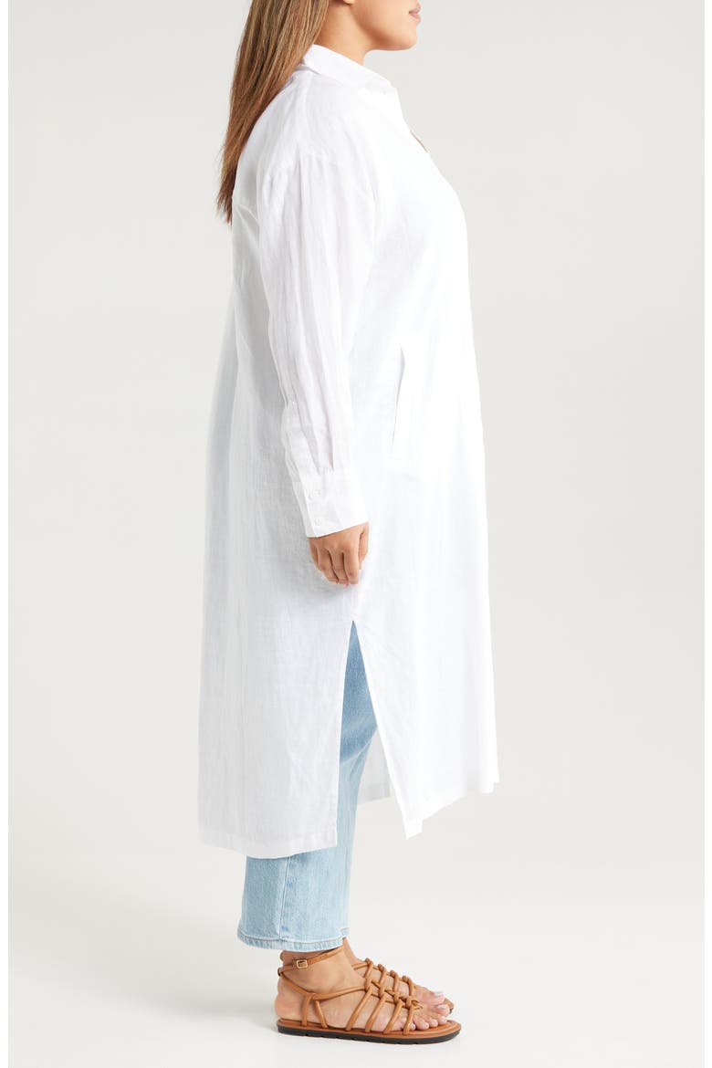 Linen Duster Shirt Jacket, Alternate, color, WHITE