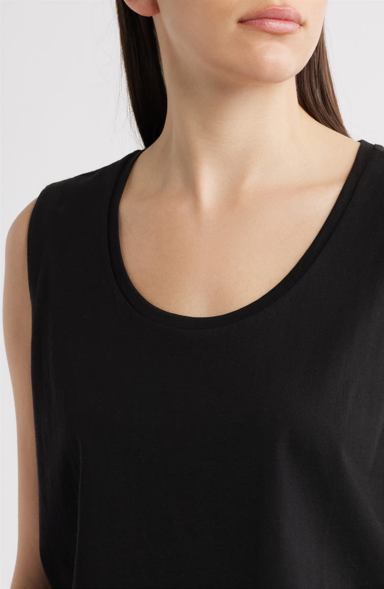Eileen Fisher Scoop Neck Organic Cotton Tank, Alternate, color, Black