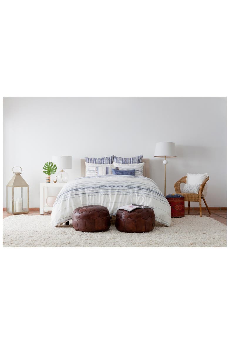 'Indigo Stripe' Washed Cotton Canvas Pillow, Alternate, color, BLUE