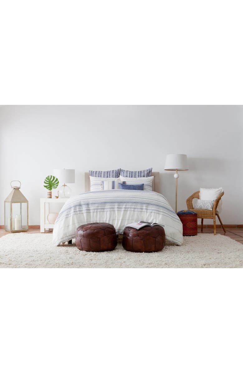 cupcakes and cashmere 'Indigo Stripe' Washed Cotton Canvas Pillow, Alternate, color, 