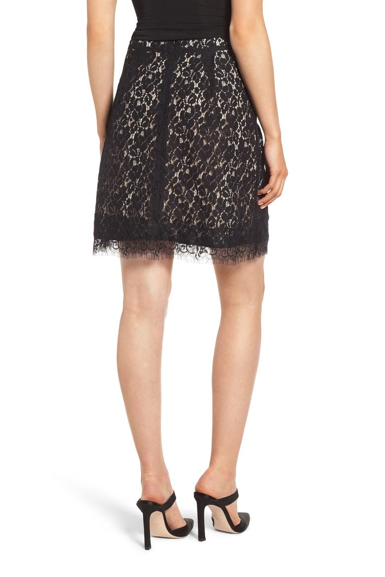 Gibson x Glam Squad Lace Skirt (Nordstrom Exclusive), Alternate, color, BLACK NUDE LINING
