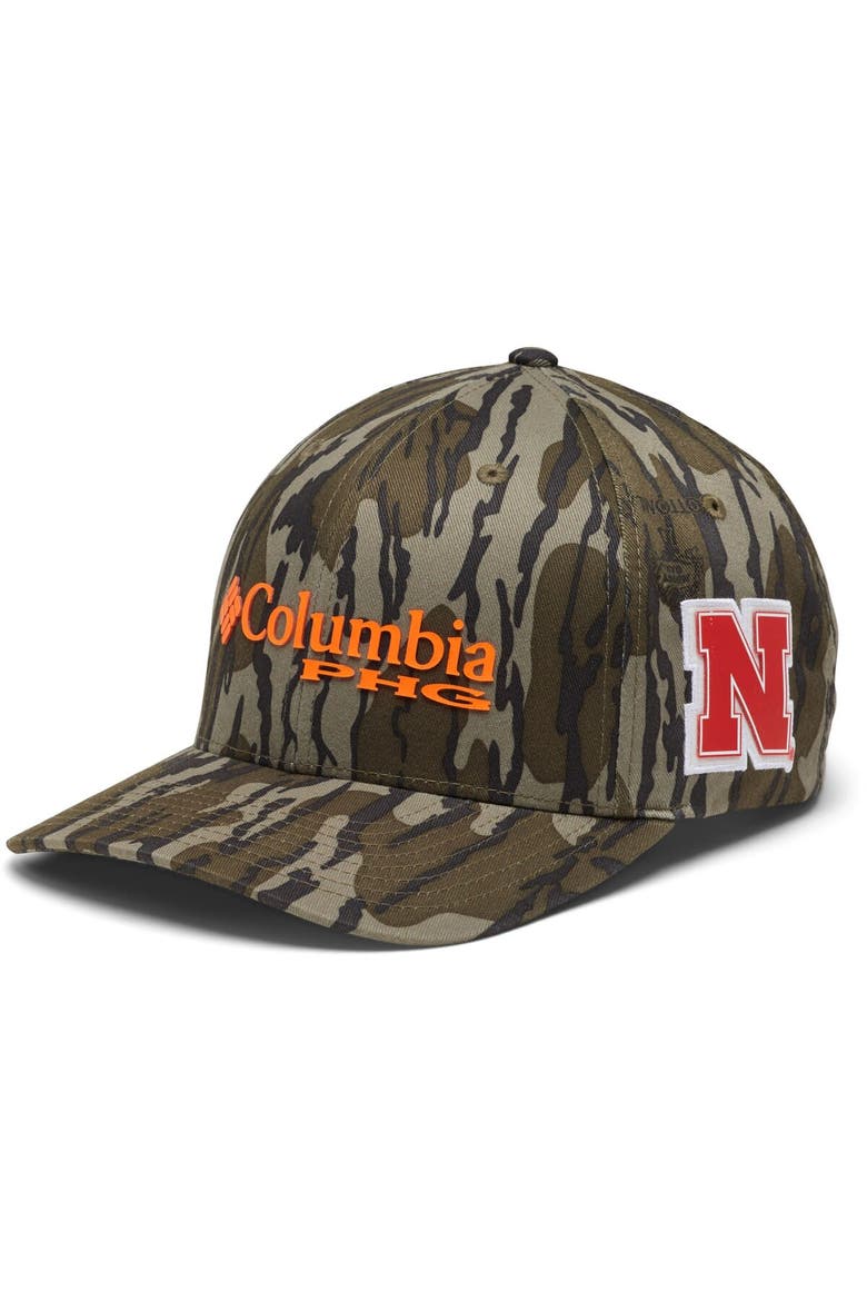 Men's Columbia Mossy Oak Camo Nebraska Huskers Bottomland Flex Hat, Alternate, color, Camo