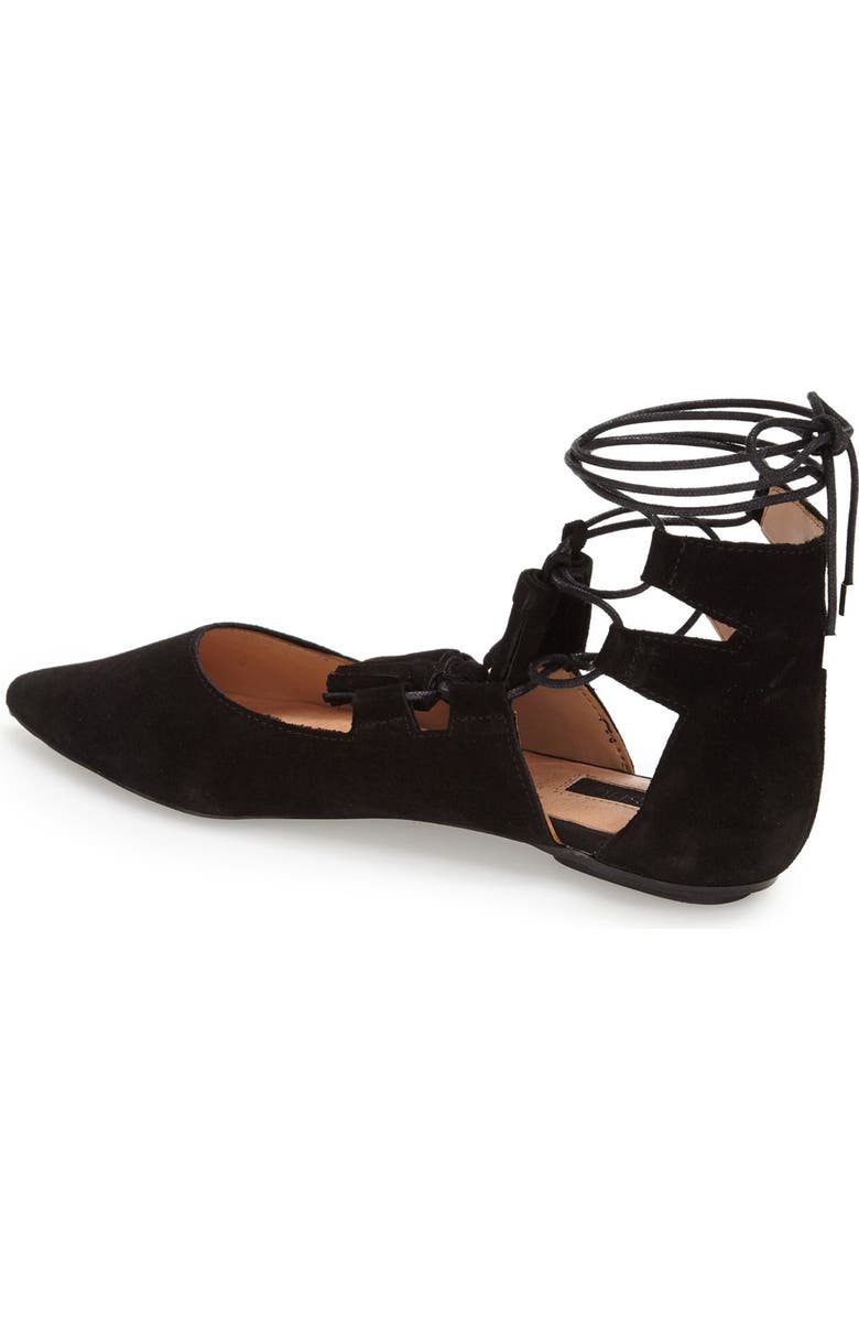 Topshop 'Leather Kiss' Pointy Toe Ghillie Flat, Alternate, color,