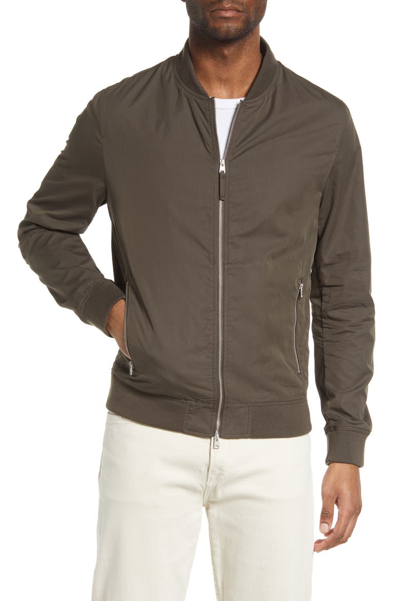Udan Slim Fit Bomber Jacket, Alternate, color, MILITARY GREEN