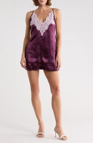 Free People Still the One Lace Trim Satin Minidress