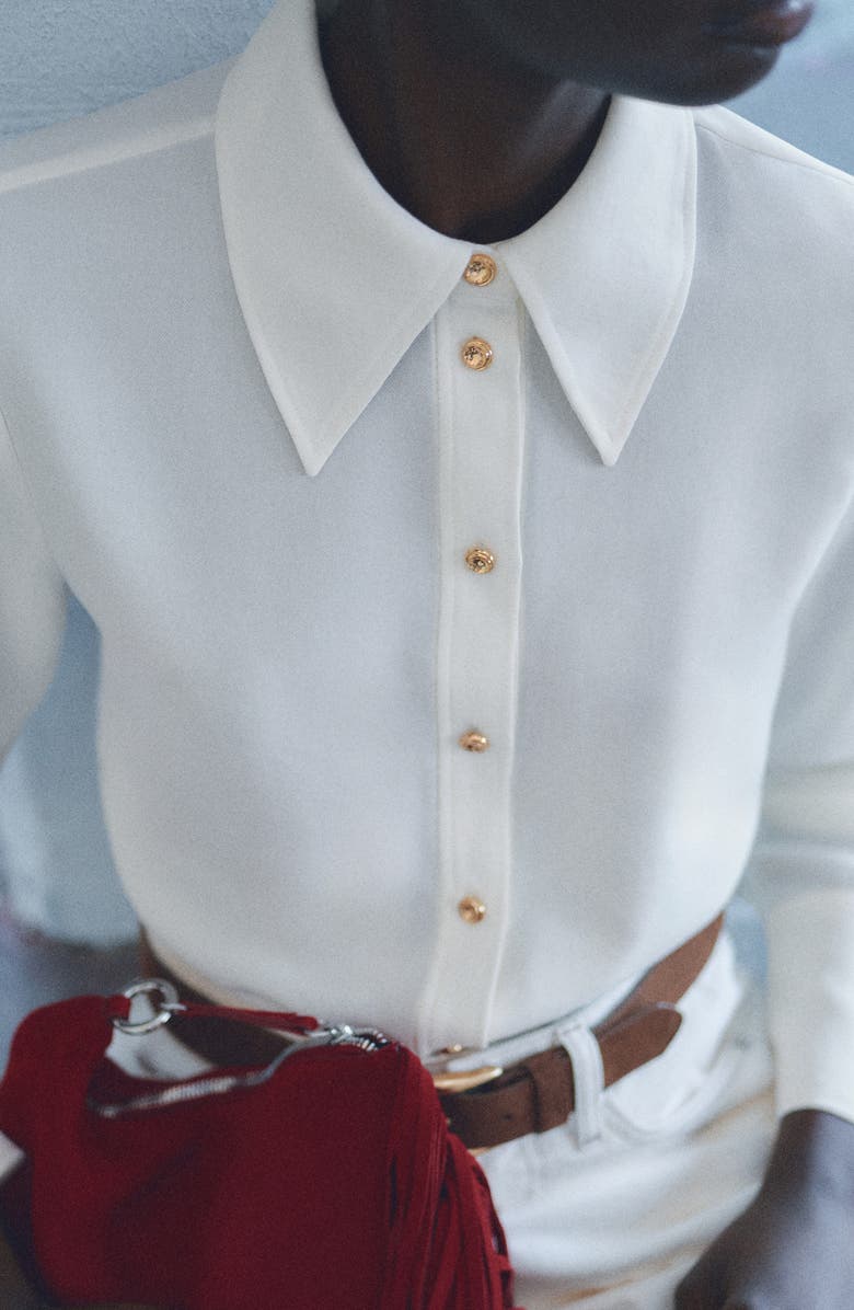 MANGO Flowy Button-Up Shirt, Alternate, color, 