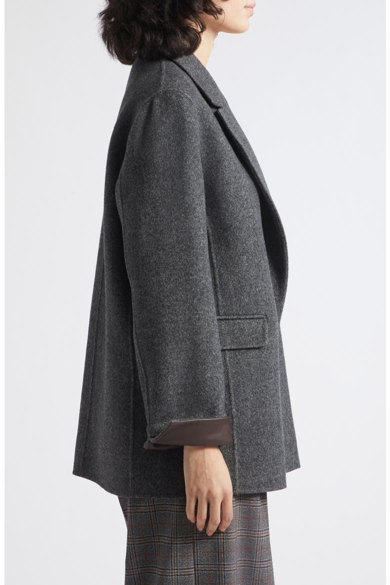 Wool Jacket with Leather Cuffs, Alternate, color, DARK GREY