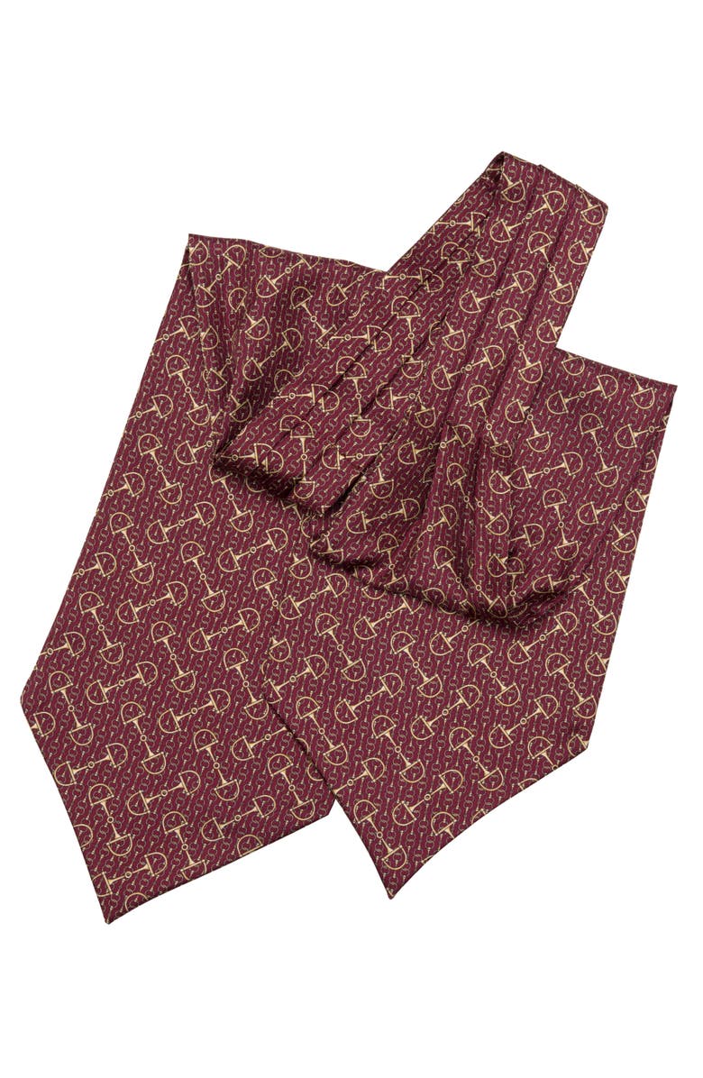 Elizabetta Derby - Silk Ascot Cravat Tie for Men, Alternate, color, Burgundy