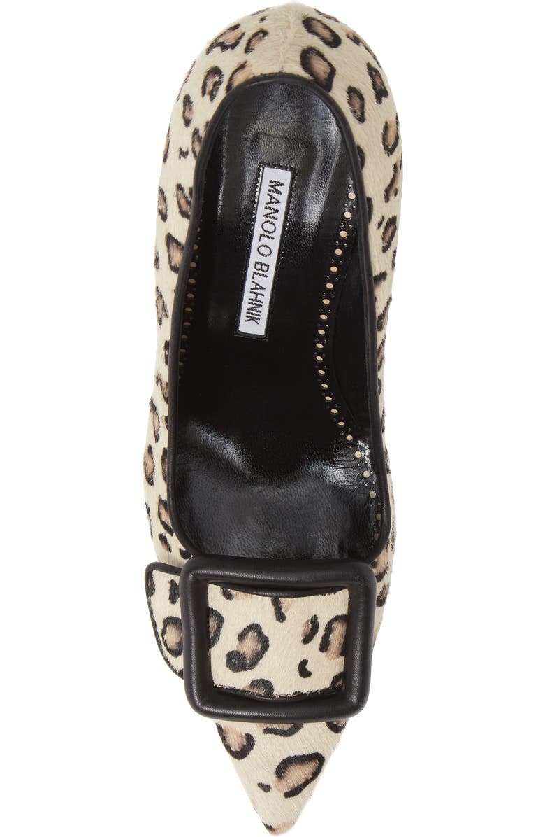 Manolo Blahnik Maysale Leopard Print Genuine Calf Hair Pump, Alternate, color,