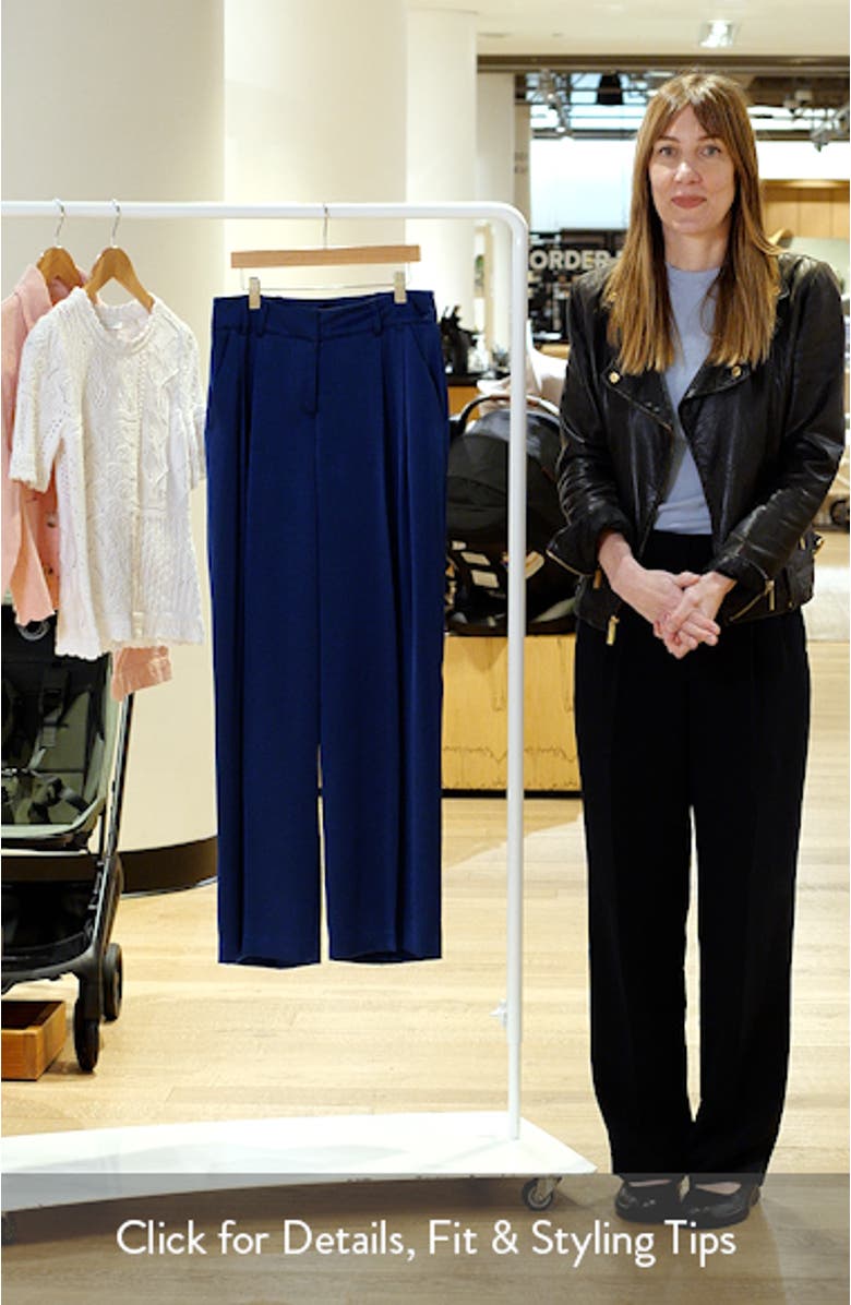 Pleated Wide Leg Satin Pants, sales video thumbnail