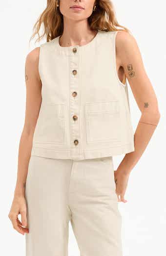 Veronica Beard Ording Sleeveless Button-Up Top
