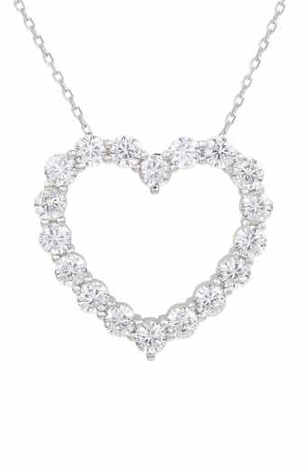 Sterling Silver Cubic Zirconia Heart Pendant Necklace