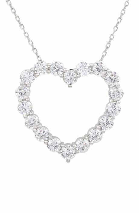 SUZY LEVIAN Sterling Silver Cubic Zirconia Heart Pendant Necklace