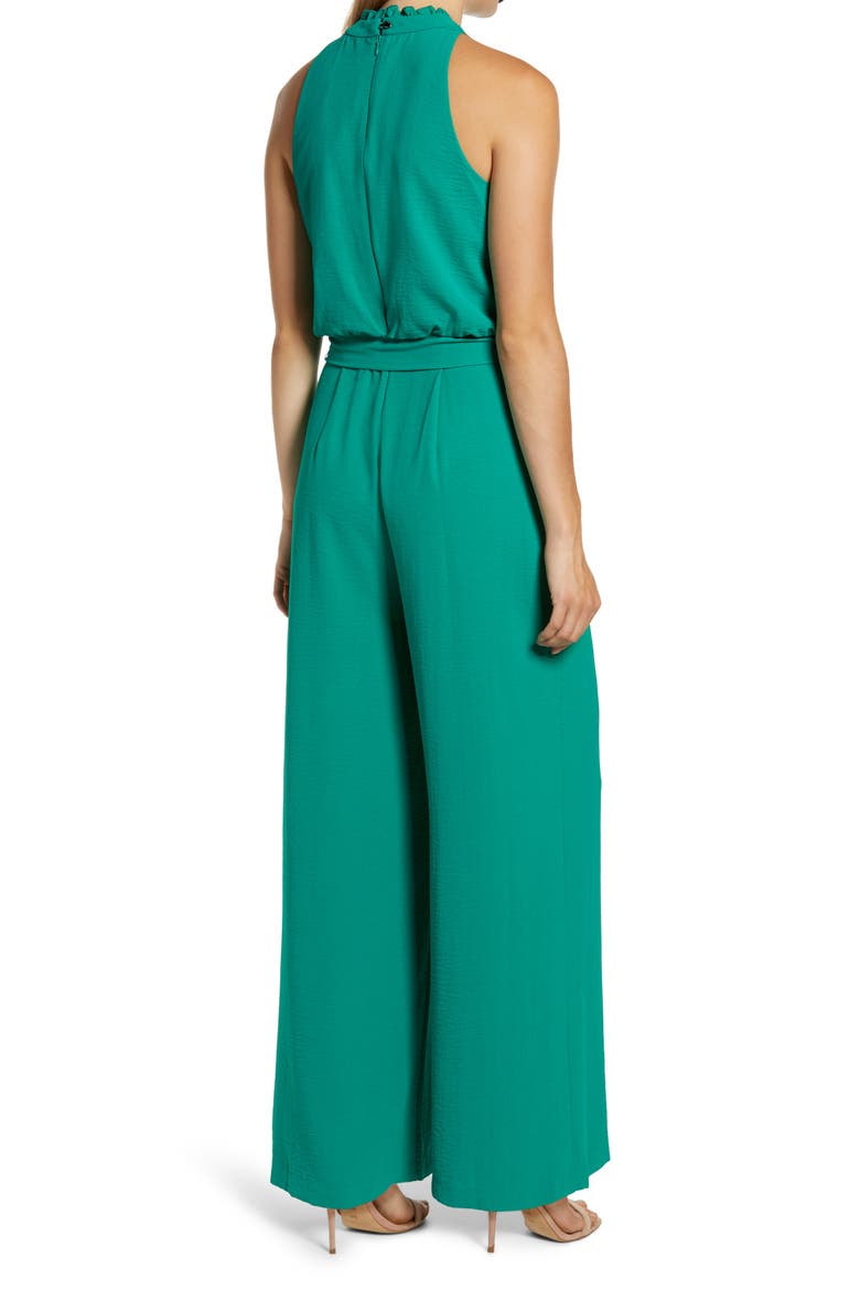 Sleeveless Ruffle Neck Jumpsuit, Alternate, color, GREEN