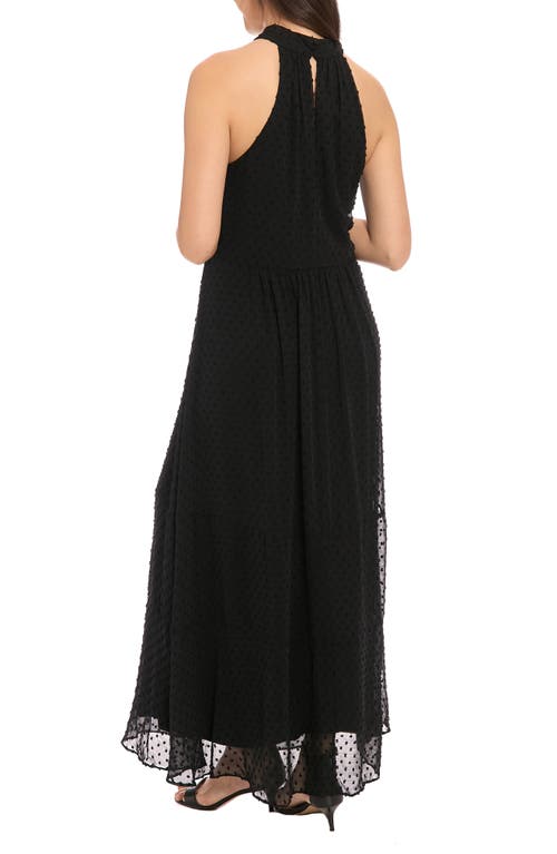 London Times Mock Neck Keyhole Sleeveless Maxi Dress In Black