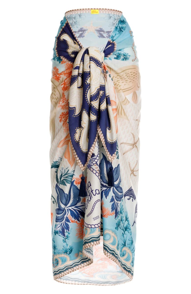 Agua Bendita Marine Sereia Cover-Up Pareo, Alternate, color, Blue