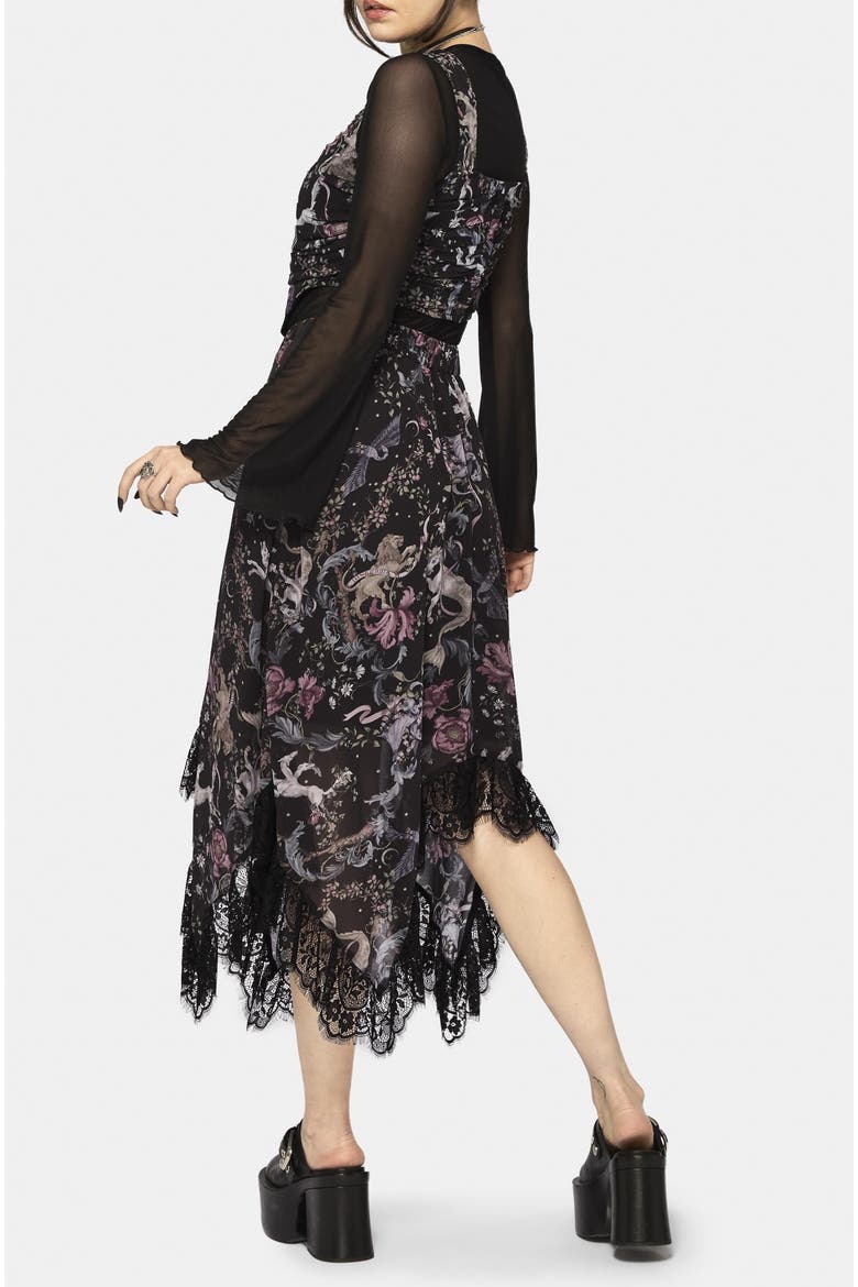 Merunicorn Enchanted Forest Midi Skirt, Alternate, color, Black