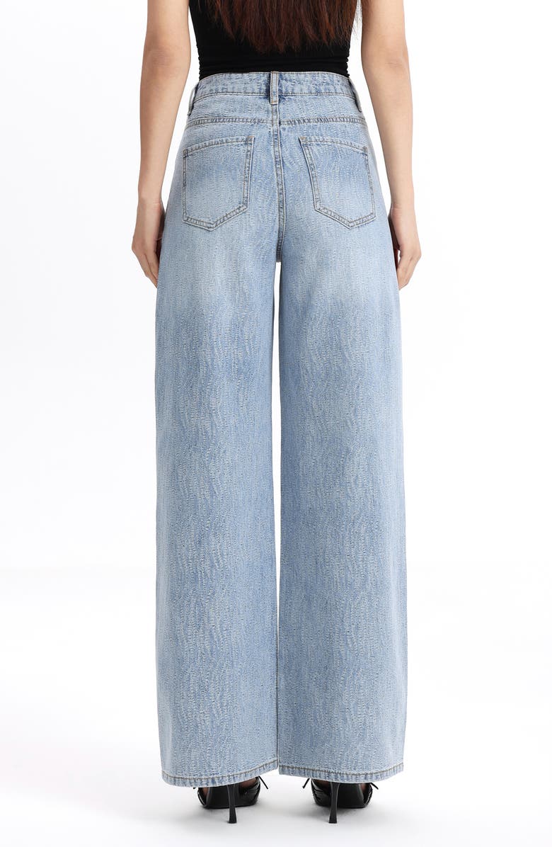 Bayeas Embellished Textured High Waist Wide Leg Jeans, Alternate, color, Cerulean