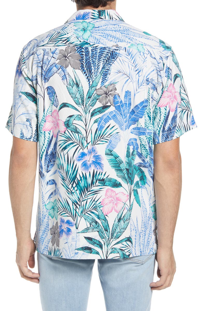 Tommy Bahama Garden Getaway Short Sleeve Silk Button-Up Camp Shirt, Alternate, color, 