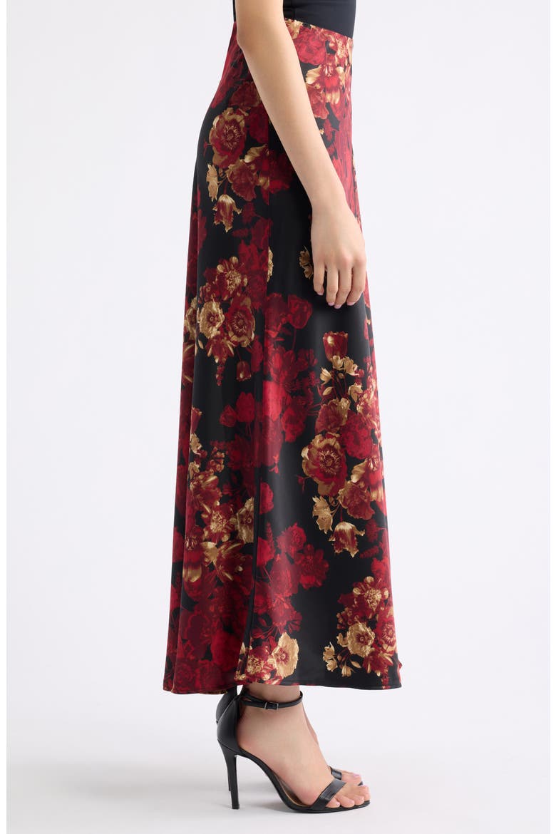 Bias Cut Flared Midi Skirt, Alternate, color, TITIAN RED MULTI
