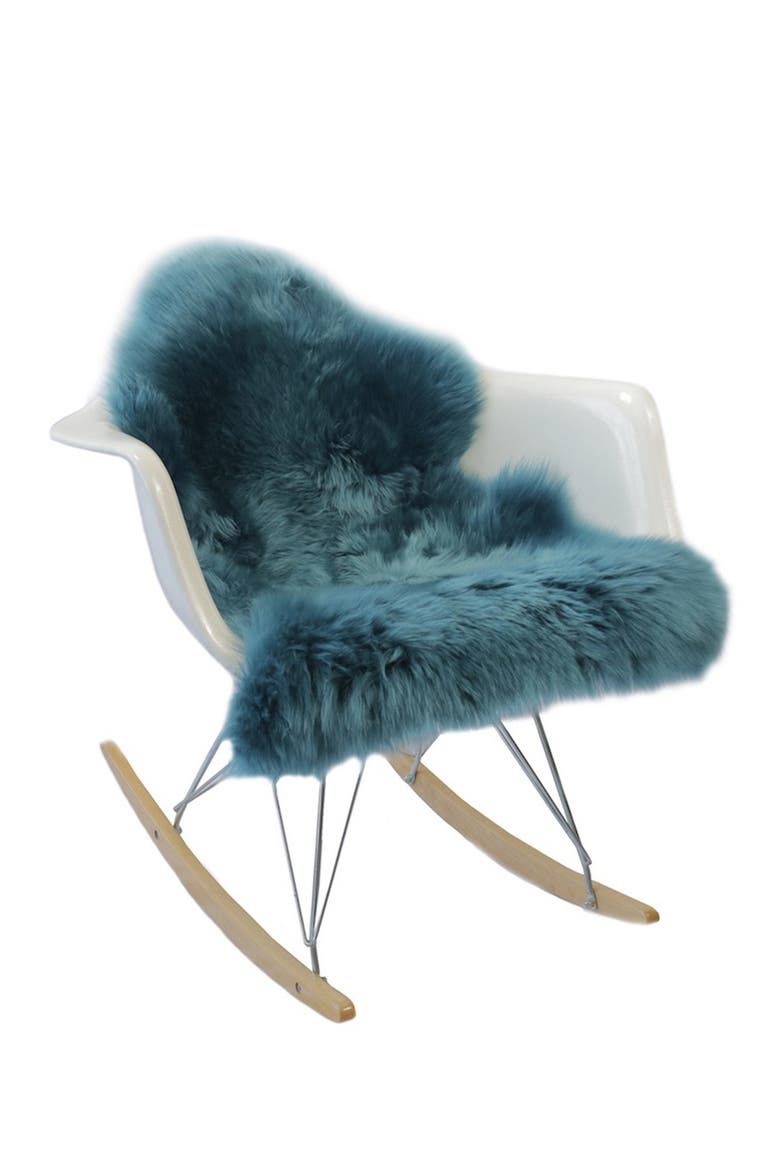 Milan Genuine Sheepskin Shearling Throw 24" x 36", Alternate, color, TEAL