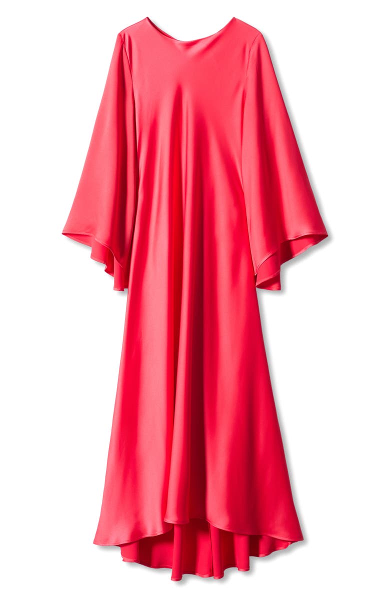 MANGO Bell Sleeve Satin Midi Dress, Alternate, color, 