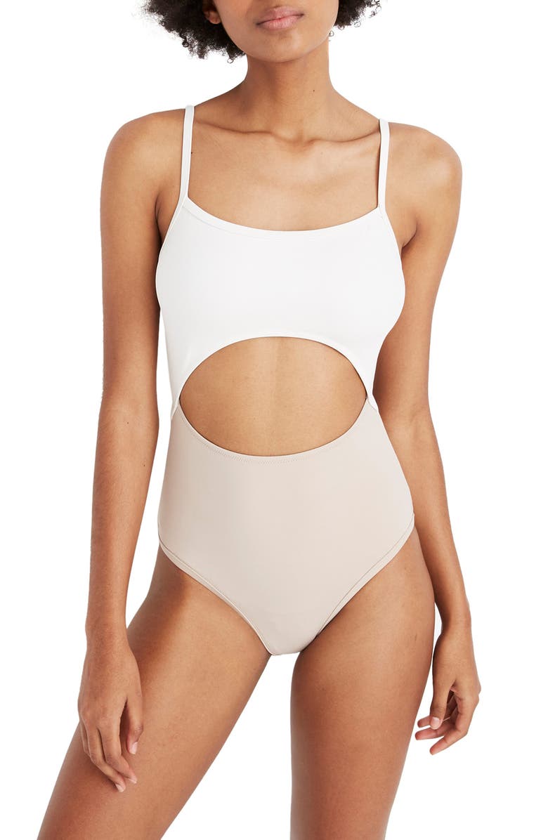 Madewell Second Wave Cutout One-Piece Swimsuit, Main, color, 