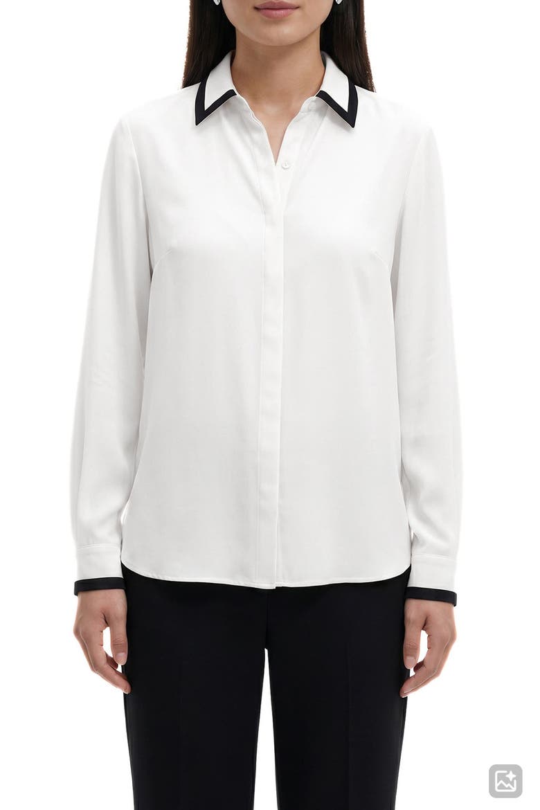 Contrast Trim Shirt, Main, color, WHITE DOVE