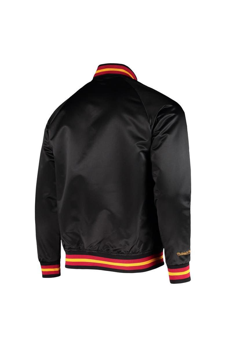 Mitchell & Ness Men's Mitchell & Ness Black Atlanta Hawks Hardwood Classics  Throwback Wordmark Raglan Full-Snap Jacket, Alternate, color, 