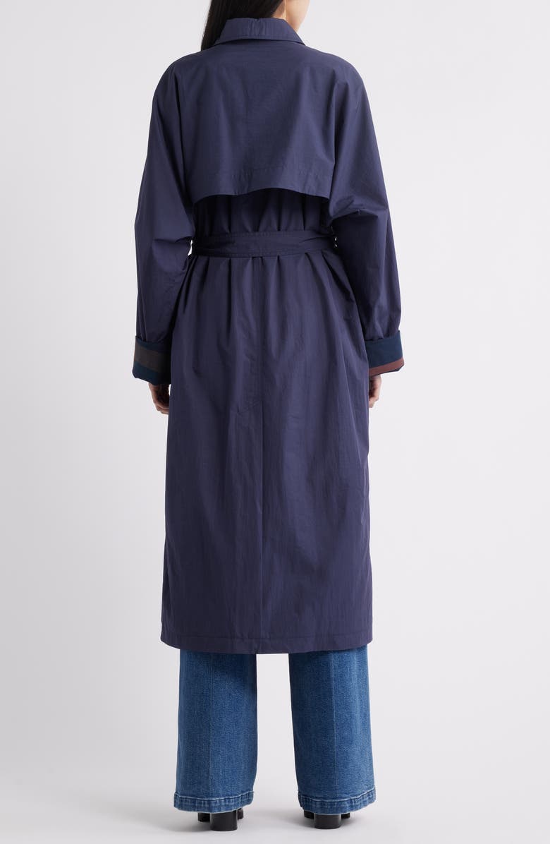 Bernardo Longline Rain Trench Coat, Alternate, color, Navy