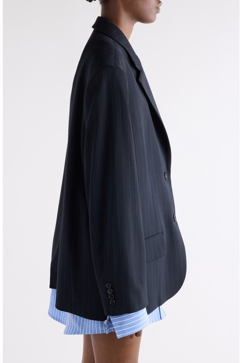Julaga Layered Fluid Pinstripe Blazer, Alternate, color, NAVY