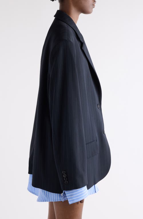 Acne Studios Julaga Layered Fluid Pinstripe Blazer In Blue