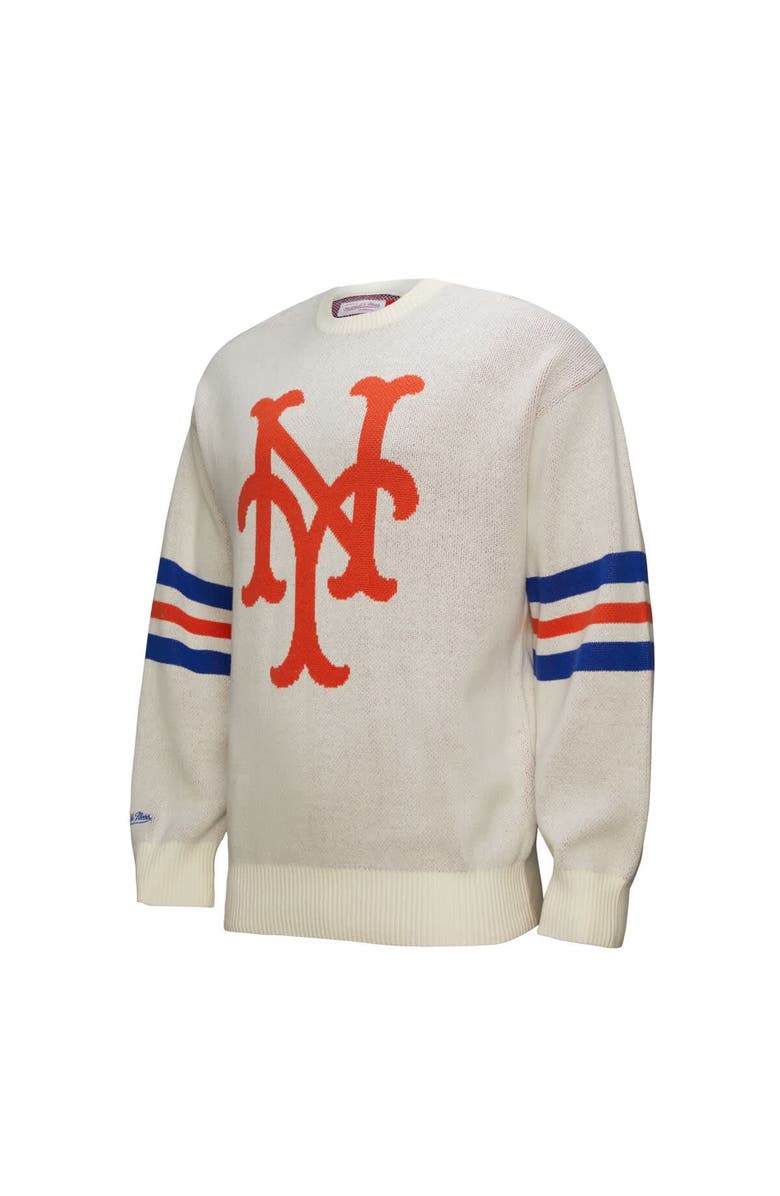 Mitchell & Ness Men's Mitchell & Ness Cream New York Mets Retro Pullover Sweater, Alternate, color,