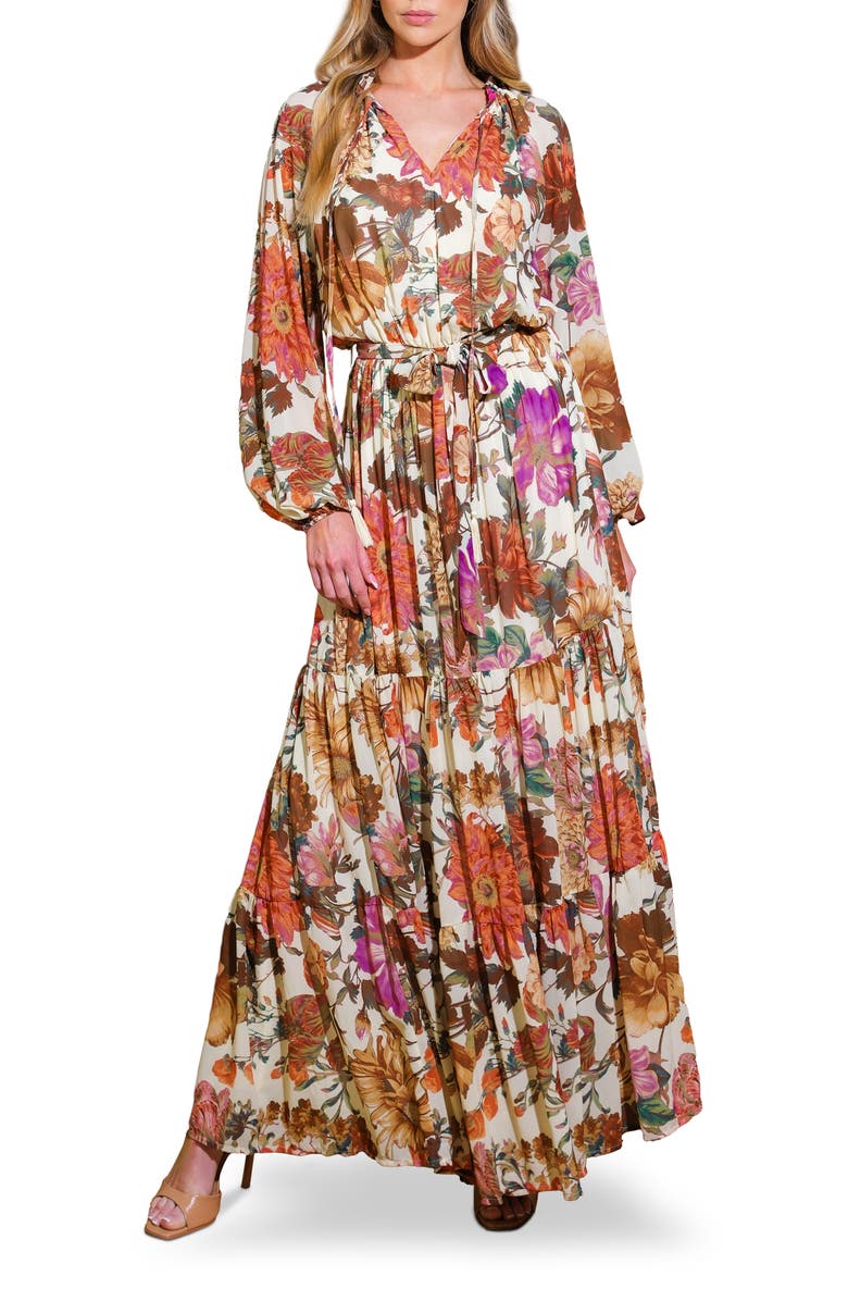 FLYING TOMATO Long Sleeve Print Maxi Dress, Main, color, 