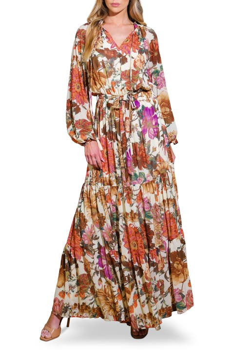 Long Sleeve Print Maxi Dress